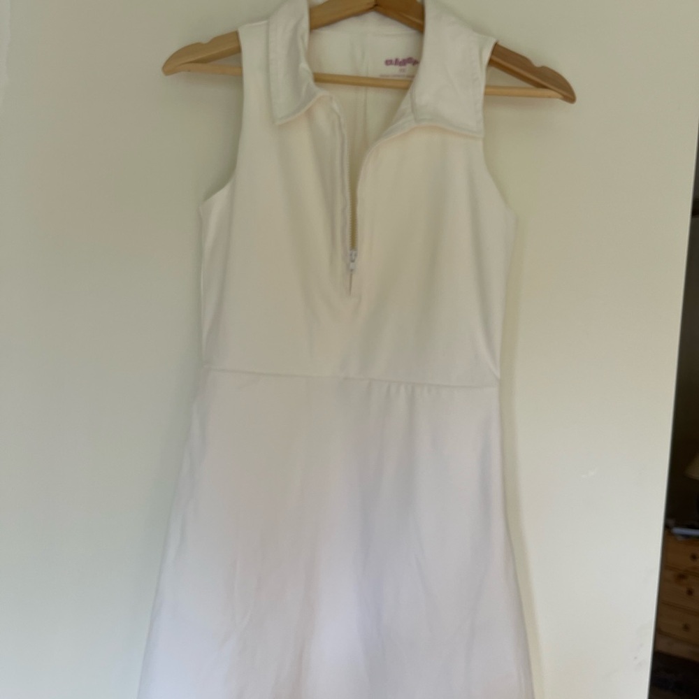Alder Apparel White Zip-Up Active Wear Mini Dress